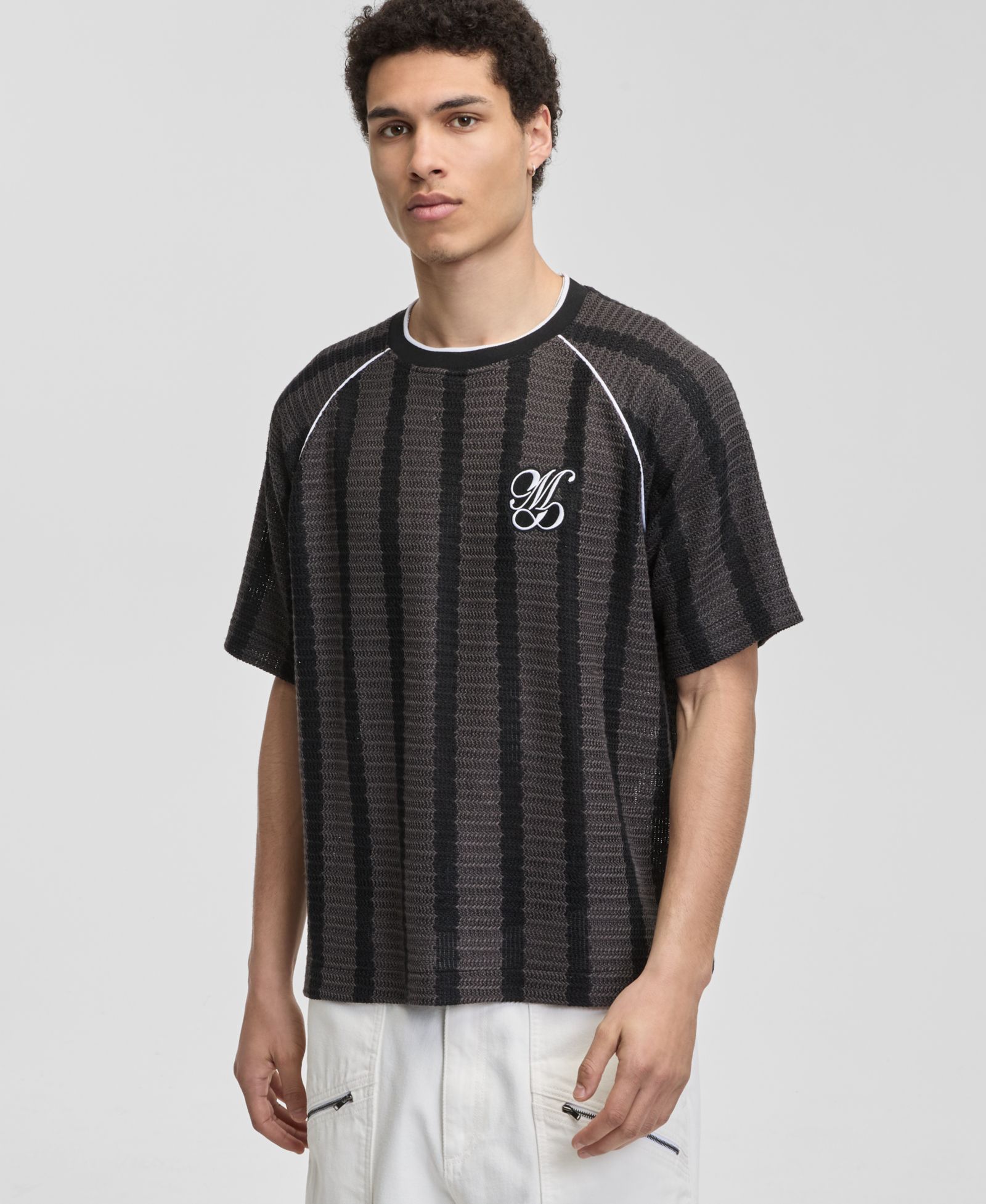 Mode of One Men's Crochet-Stripe Relaxed T-Shirt, Macy's Exclusive
