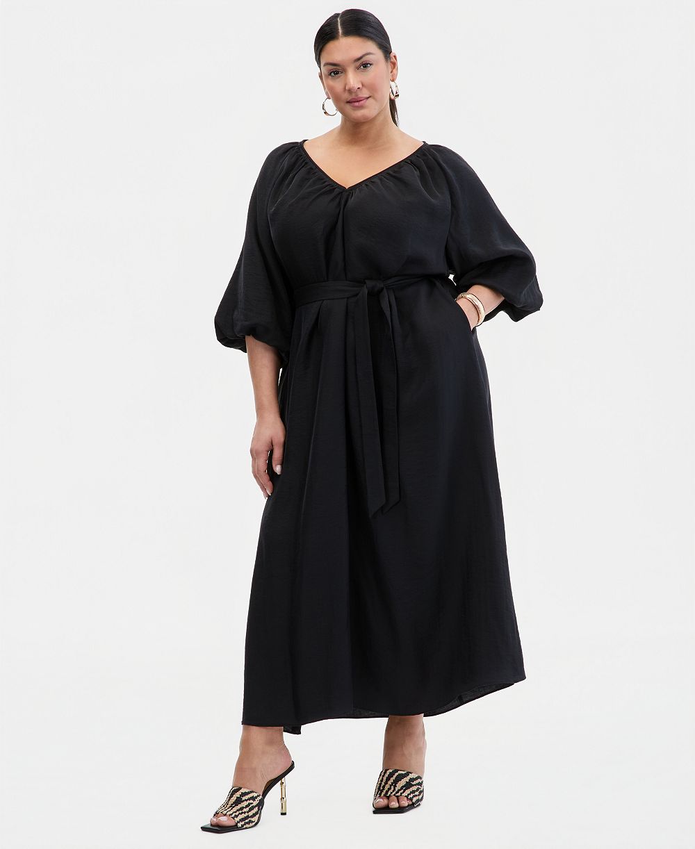 I.N.C. International Concepts Plus Size Puffed-Sleeve Maxi Dress, Macy's Exclusive