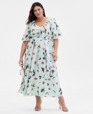 I.N.C. International Concepts Plus Size Puffed-Sleeve Maxi Dress, Macy's Exclusive