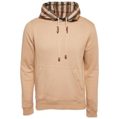 Б/у женское худи Burberry бежевое с логотипом из хлопкового трикотажа на молнии