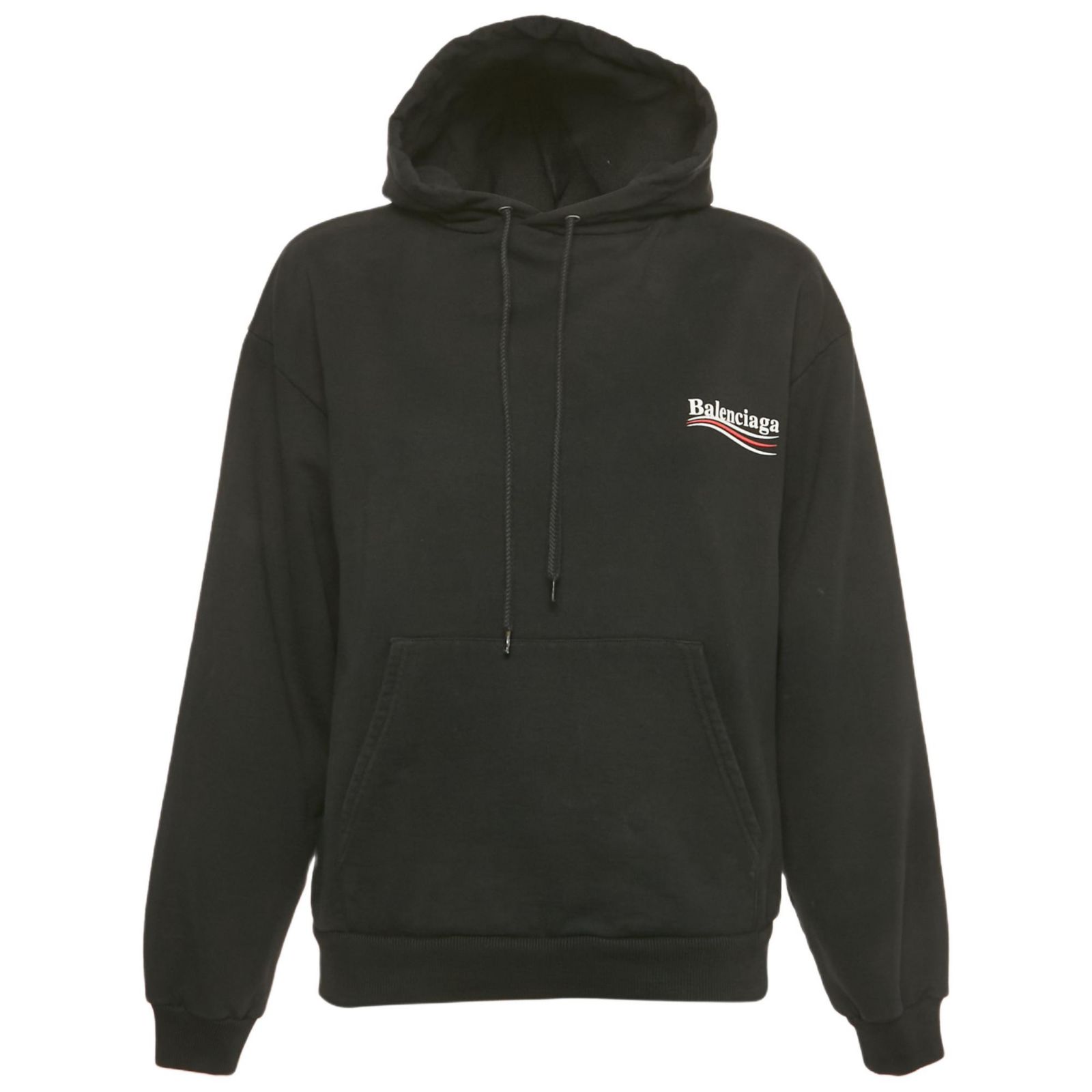 Pre-Owned Balenciaga Women's Black Campaign Print Cotton Knit Hoodie