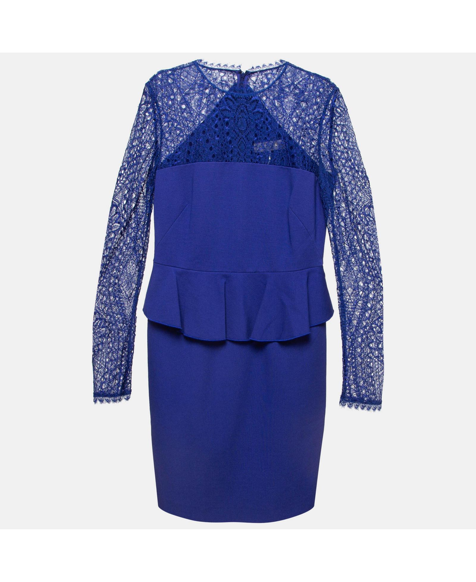 Женское платье Emilio Pucci Blue Lace-Trim Stretch Crepe Peplum Pencil