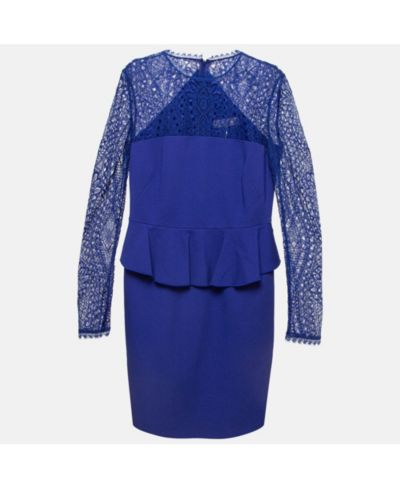 Женское платье Emilio Pucci Blue Lace-Trim Stretch Crepe Peplum Pencil