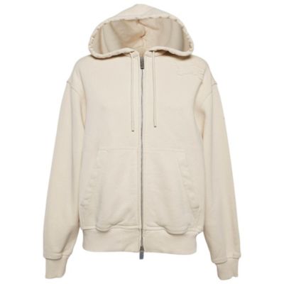 Б/у женское хлопковое трикотажное худи Burberry с логотипом на молнии