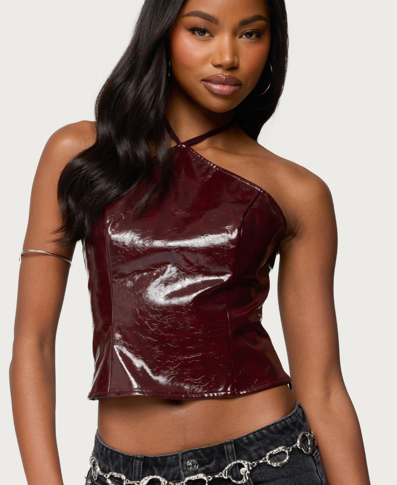 Edikted Women's Hailie Faux Leather Halter Top