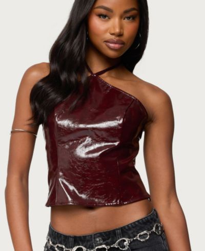 Edikted Women's Hailie Faux Leather Halter Top