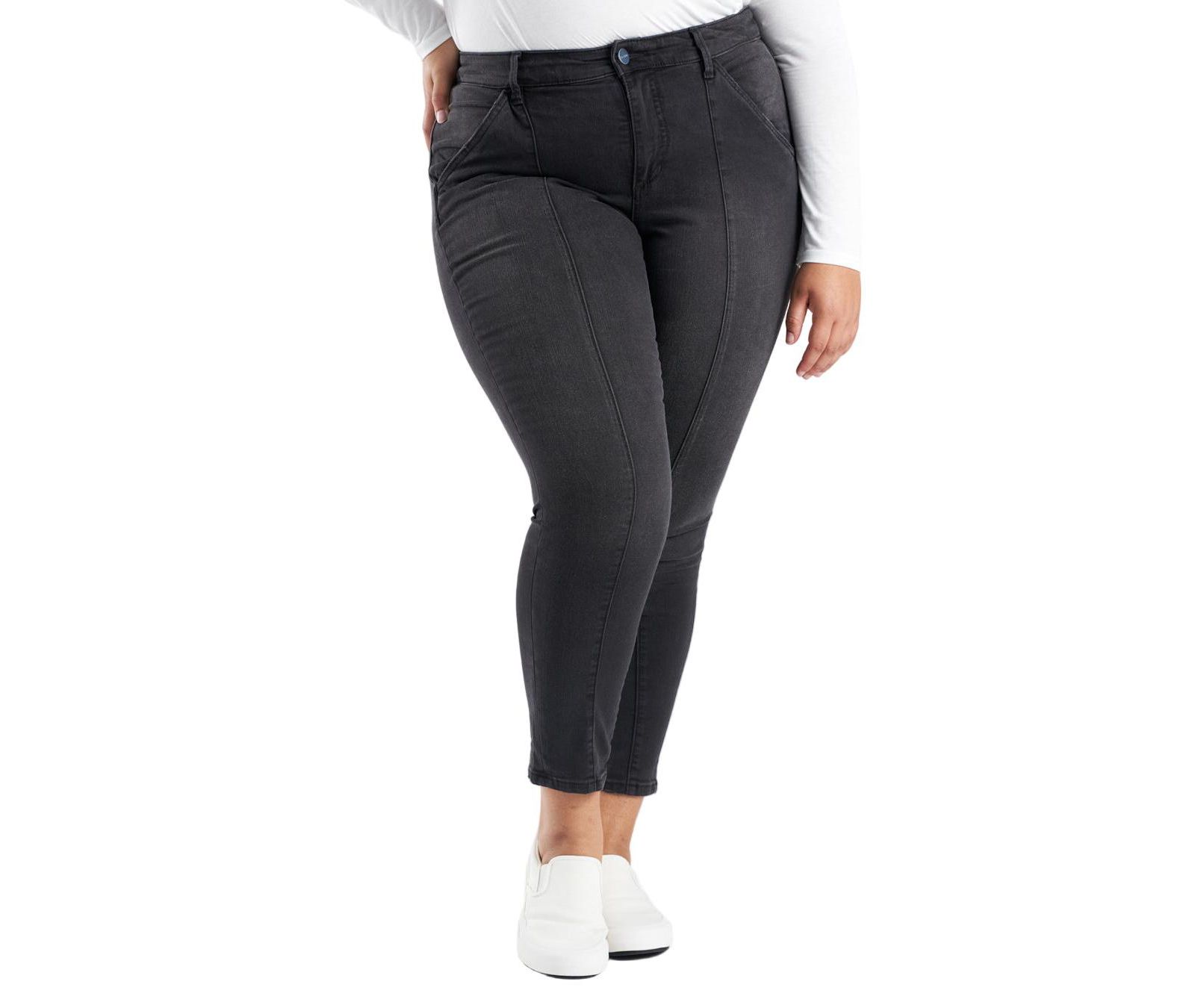 SLINK Jeans Women's Black Denim High Rise Pintuck Ankle Skinny in 28" inseam - Shyla