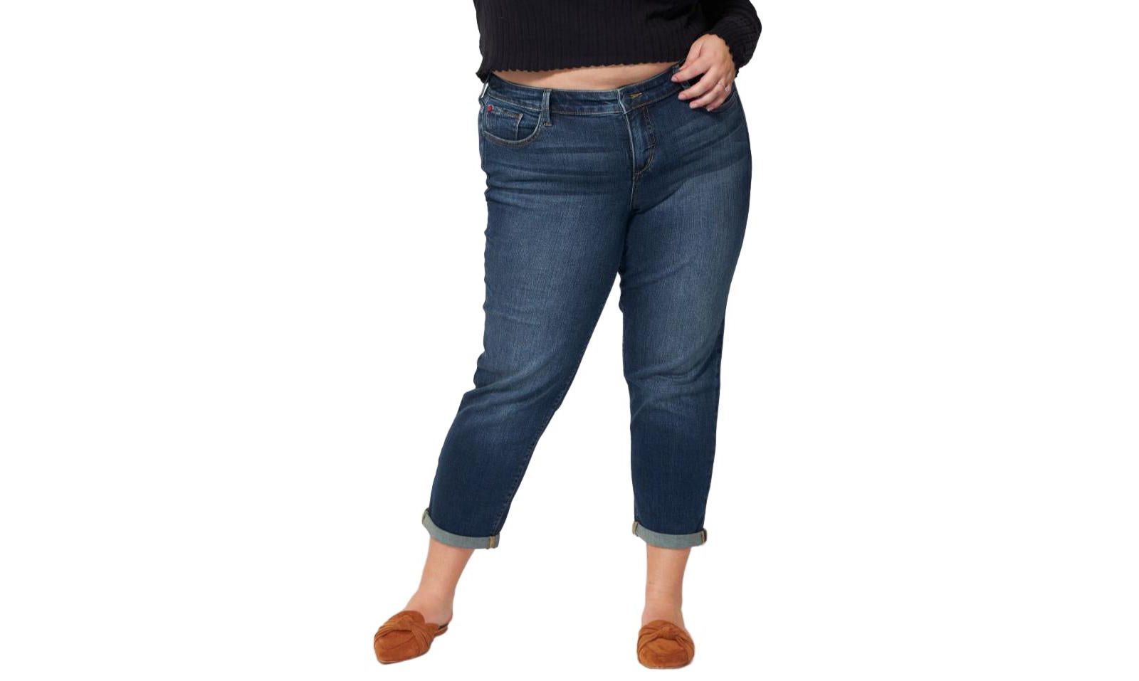 Slink Jeans Women'sDenim Mid Rise Boyfriend rolled in 25.5" inseam - Kelly