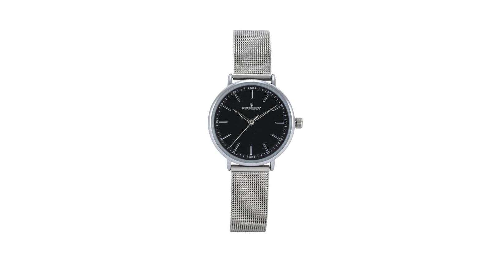 Peugeot Women's 30mm Black Sleek Stainless Steel Mesh Band Watch