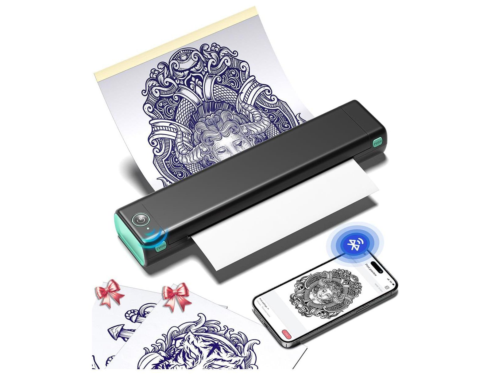 Принтер для тату-трафаретов Phomemo M08F, Portable Wireless Inkless Thermal Printer