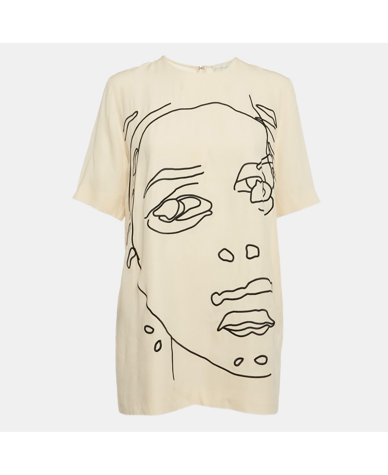 Pre-Owned Stella Mccartney Women's Cream Embroidered Crepe Mini Dress