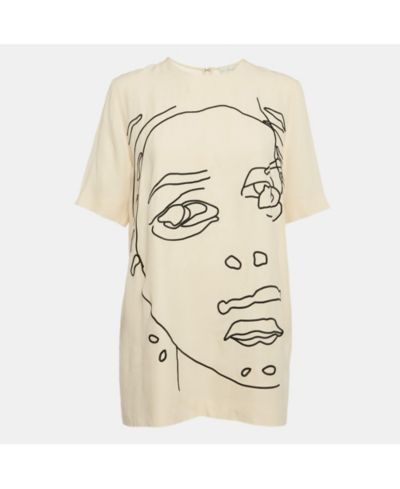 Pre-Owned Stella Mccartney Women's Cream Embroidered Crepe Mini Dress