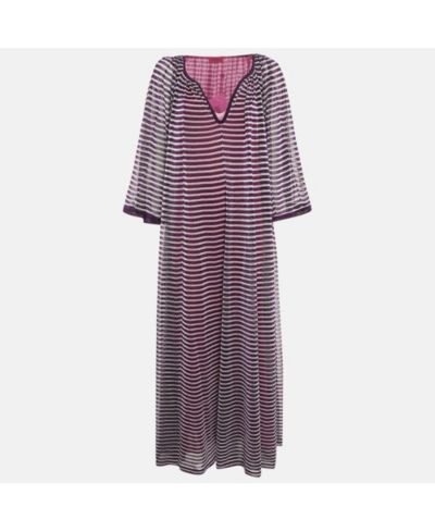 Pre-Owned Missoni Women's Purple Stripe Lurex Silk Knit Maxi Dress