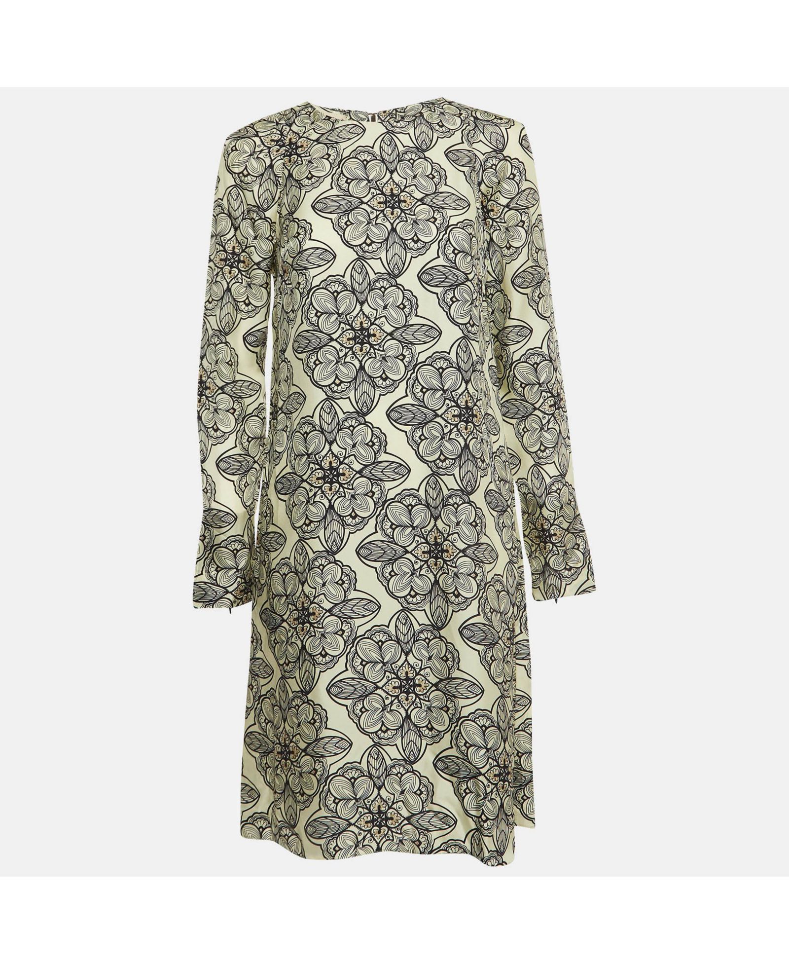 Pre-Owned Marni Женское кремовое длинное платье А-силуэта с цветочным принтом из шелка