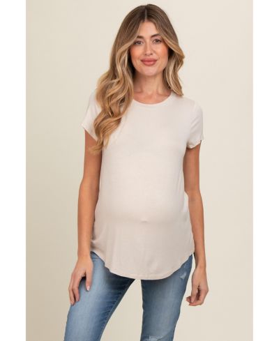 Pinkblush Women's Beige Basic Short Sleeve Top