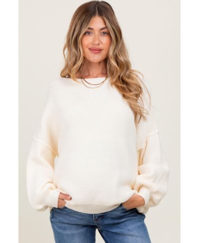 Pinkblush Женский трикотажный свитер с рукавами-баллонами и вырезом Boat Neck Cream