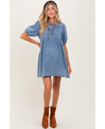 Pinkblush Women's Blue Chambray Double Front Tie Dress