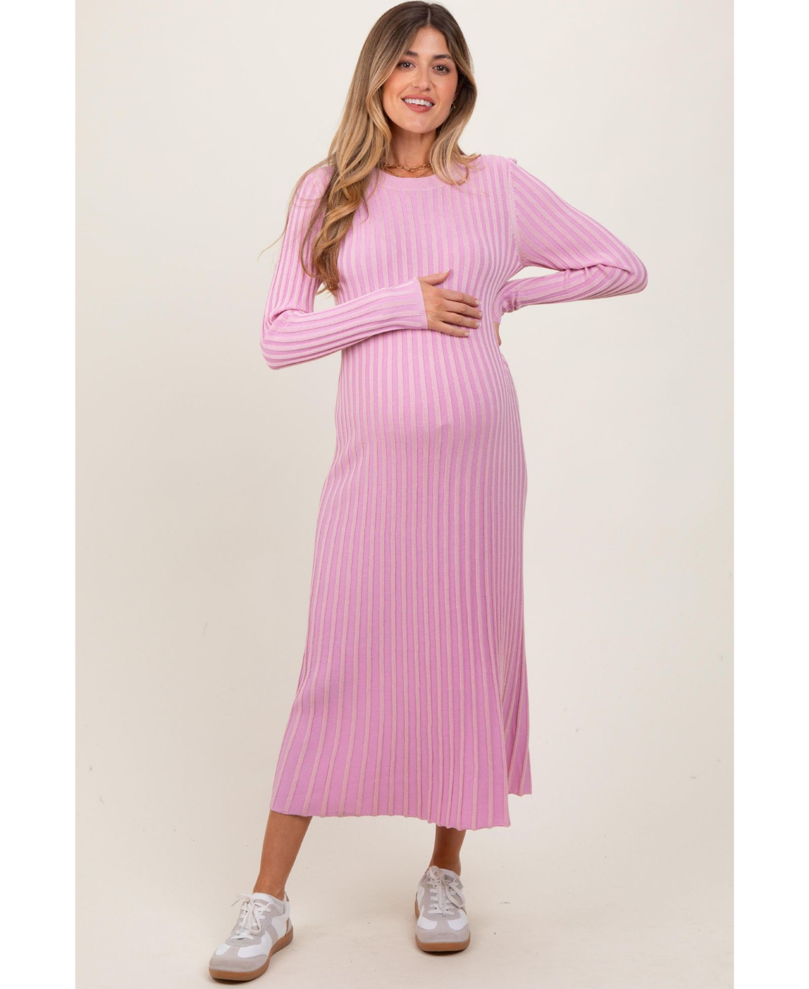 Pinkblush Женское трикотажное платье макси с плотной вязкой Ribbed Knit