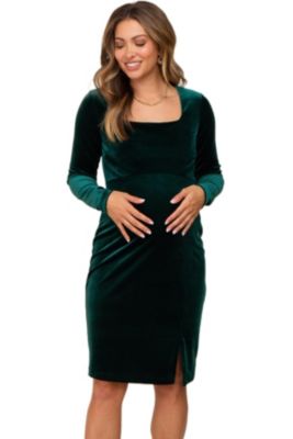Pinkblush Women's Velvet Long Sleeve Side Slit Dress