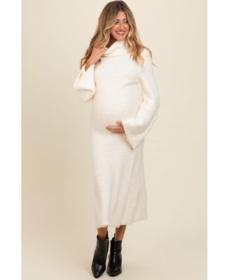 Pinkblush Women's Ivory Turtleneck Bell Sleeve Sweater Dress