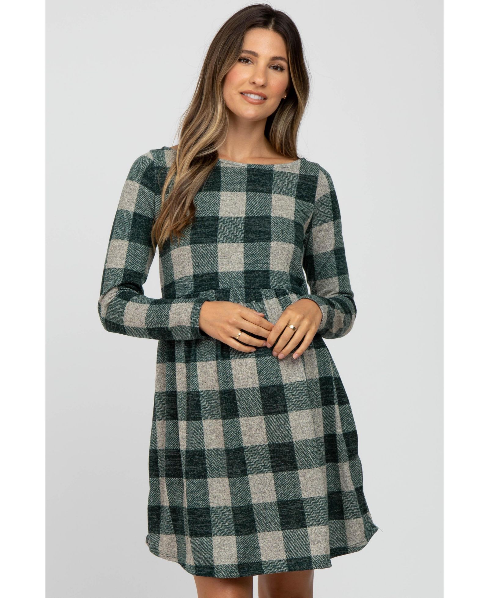 Женское трикотажное платье Pinkblush Maternity Forest Green Plaid