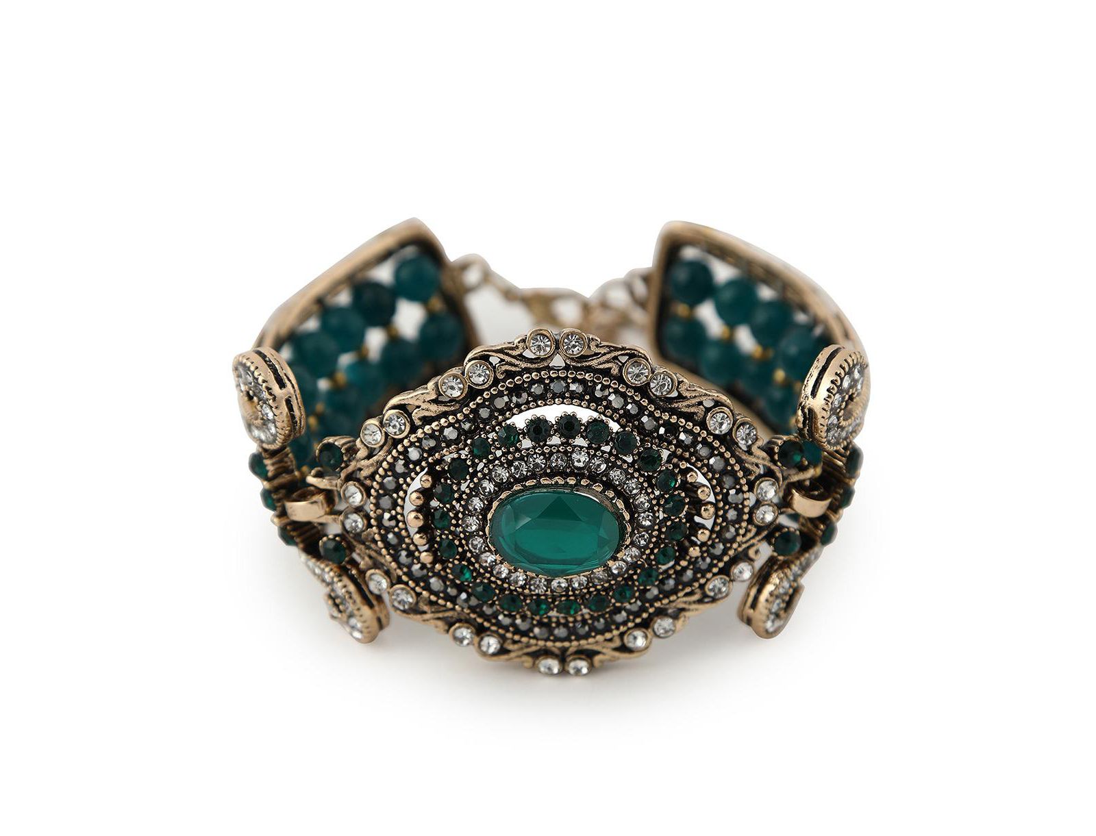 Женский этнический браслет SOHI Green Embellished