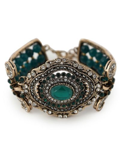Женский этнический браслет SOHI Green Embellished