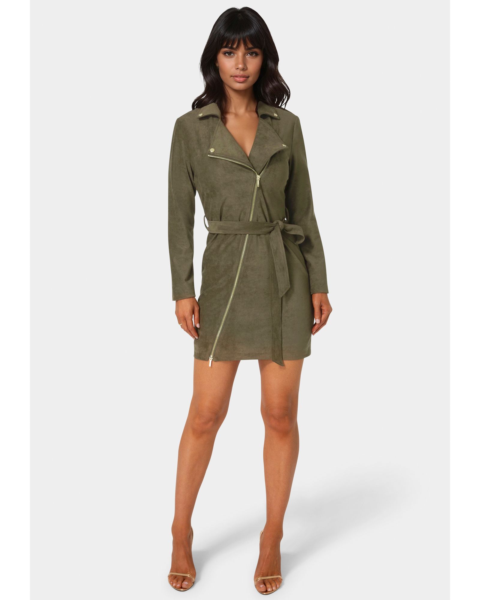 Bebe Women's Faux Suede Moto Dress