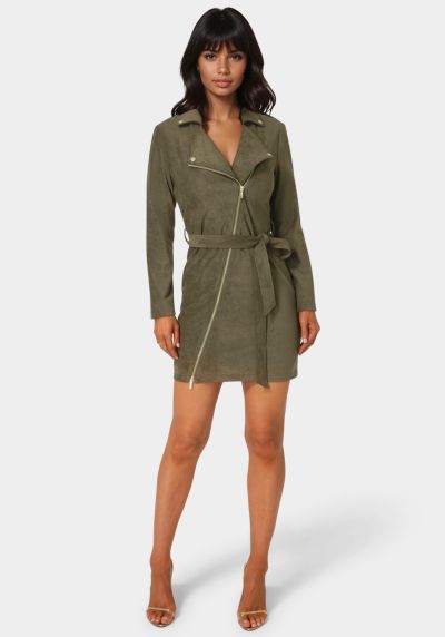 Bebe Women's Faux Suede Moto Dress
