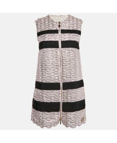 Pre-Owned Moncler Women's Metallic Pink Lace Lucy Gilet Mini Dress