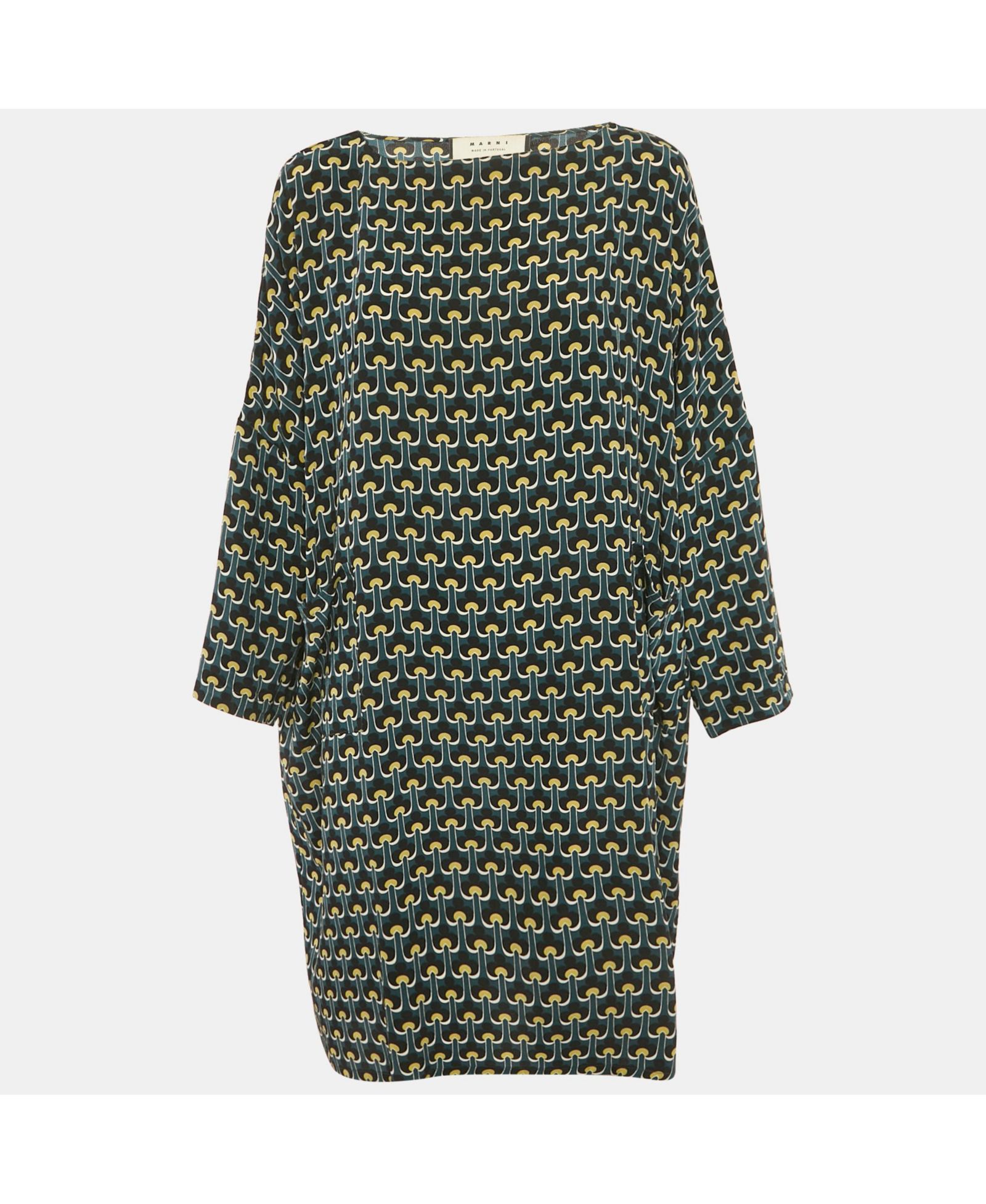 Pre-Owned Marni Women's Multicolor Printed Silk Loose Fit Short Dress