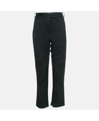 Salvatore Ferragamo Женские брюки с цветочным жаккардом и шнуровкой, черный цвет