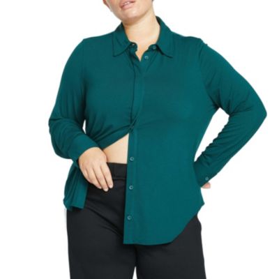 Universal Standard Plus Size Elbe Liquid Jersey Shirt Classic Fit