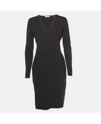 Pre-Owned The Row Women's Black Jersey V-Neck Mini Dress
