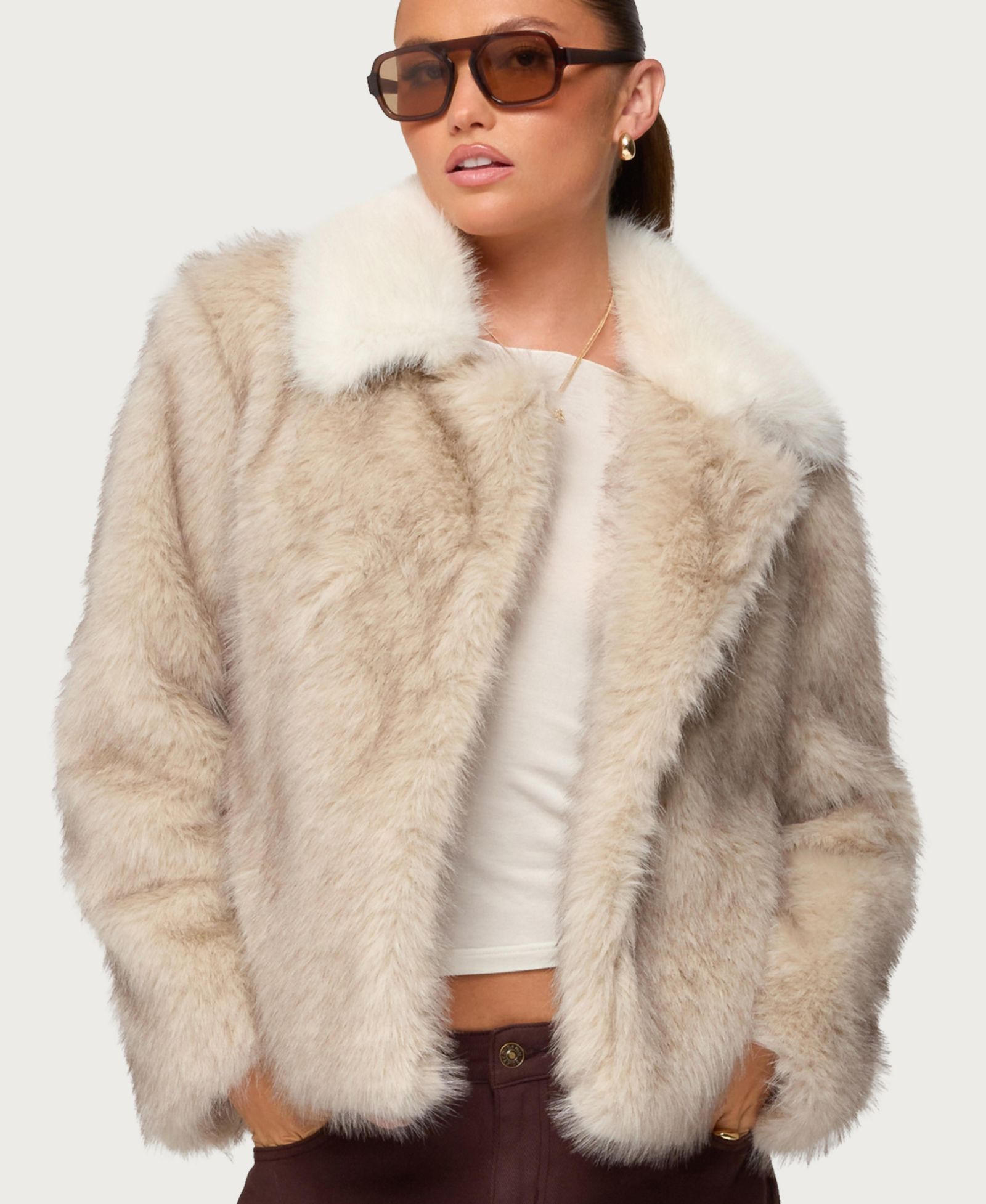 Куртка Edikted Women's Contrast Collar Faux Fur
