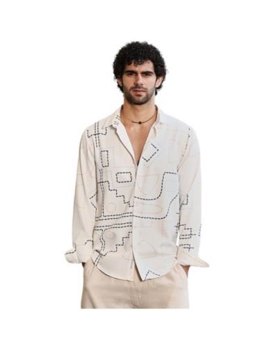 Campus Sutra Мужская рубашка, Off-White & Navy Blue