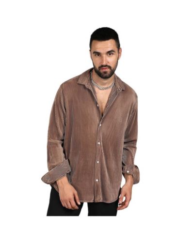 Campus Sutra Men's Mocha Brown Pleat-Creased Shirt