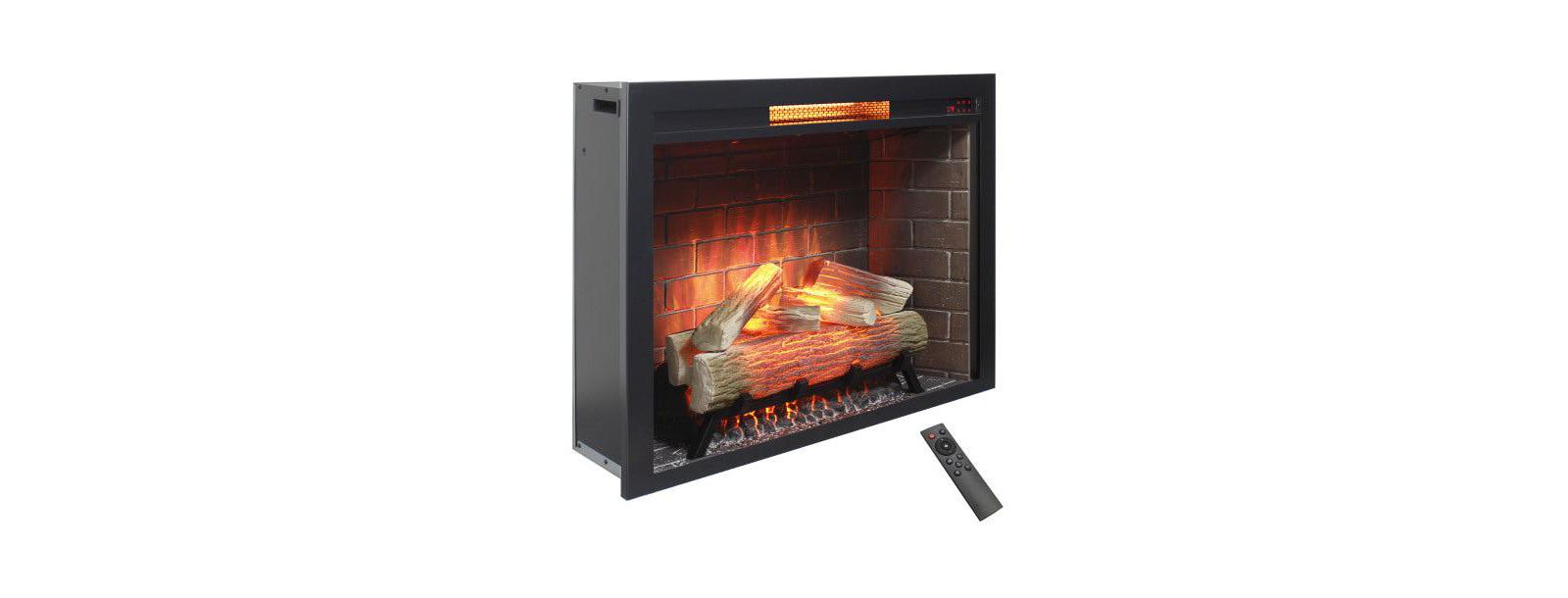 Flynama 33 inch Infrared Electric Fireplace Insert, Touch Panel Home Decor Heater,Smokeless Firebox .With fixed Trim Kit .With Crackling Sound