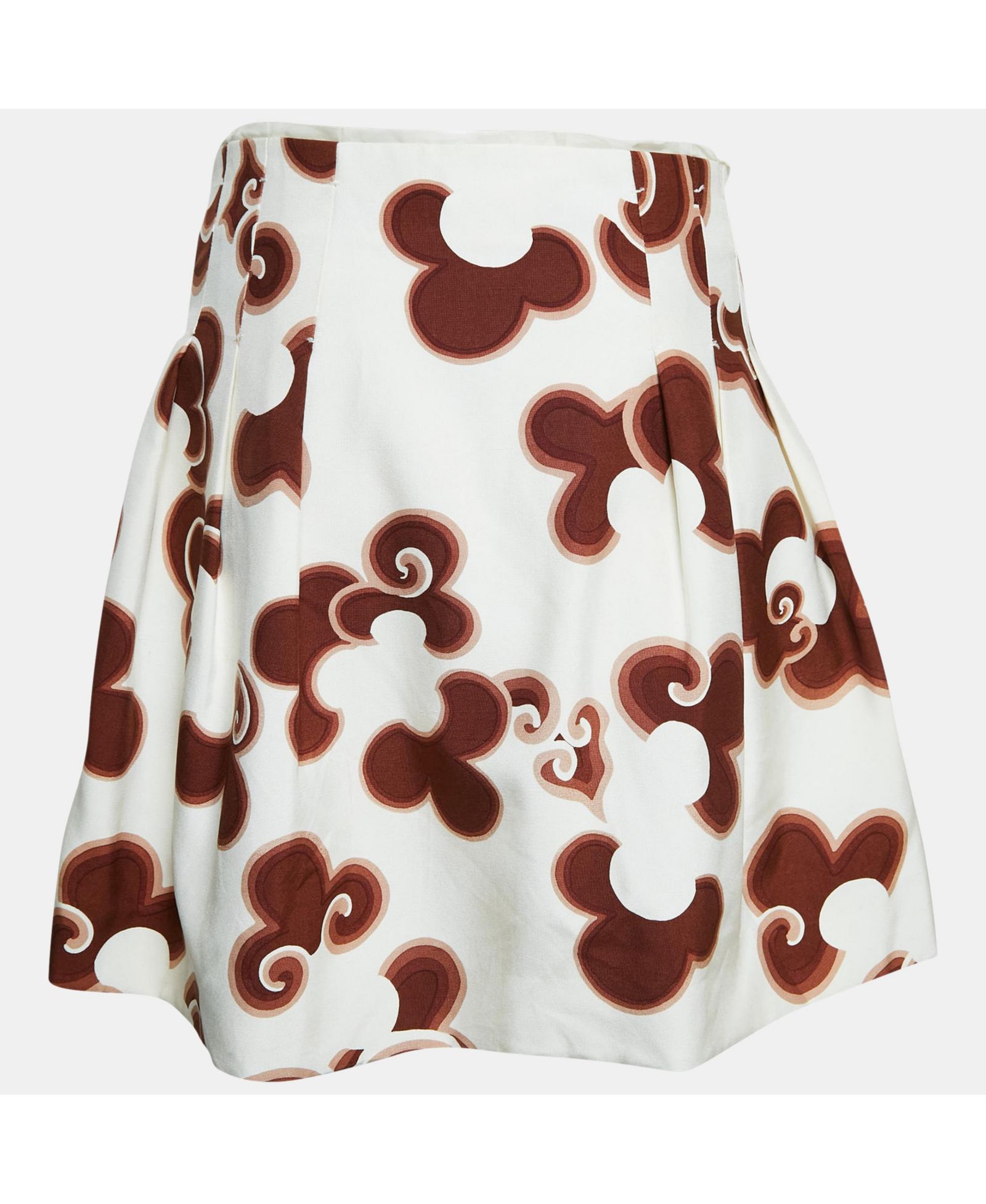 Pre-Owned Chloe Women's Brown Doodle Print Silk Pleated Mini Skirt