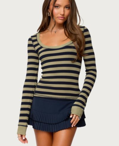 Edikted Женский топ Rainey Striped с длинным рукавом