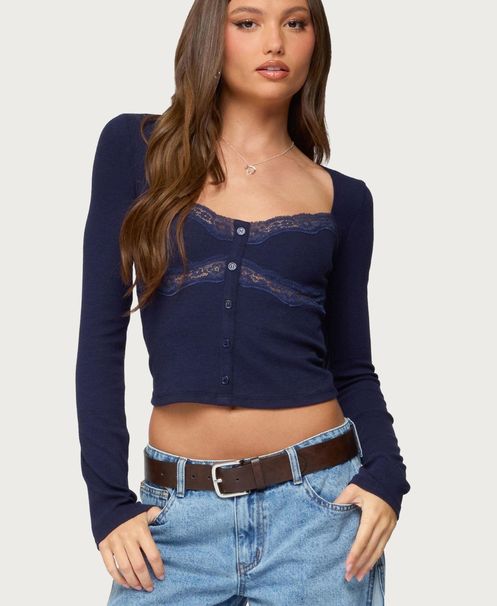 Edikted Women's Kathi Lacey Long Sleeve Top