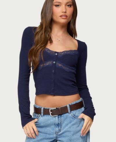 Edikted Women's Kathi Lacey Long Sleeve Top