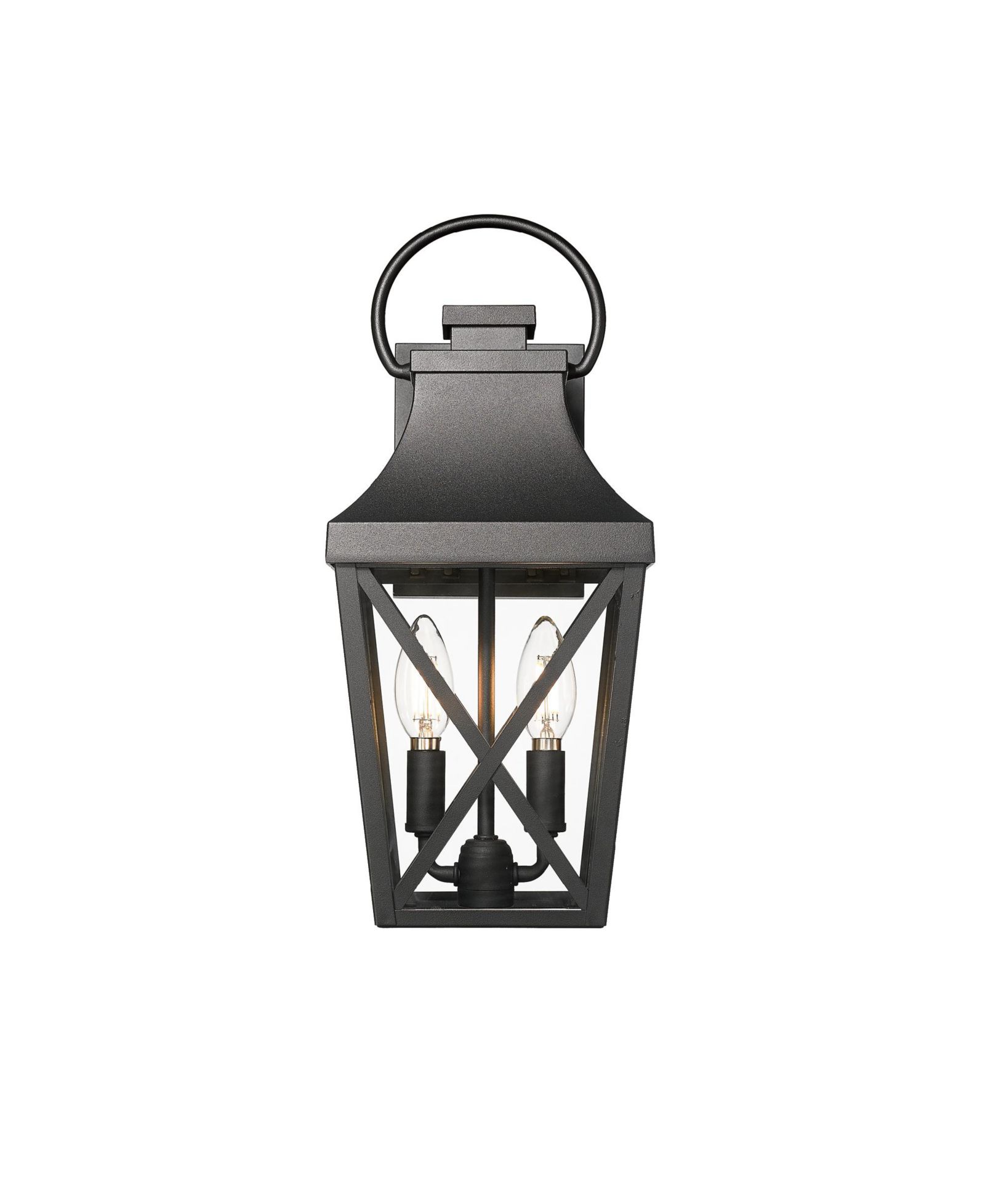 sumyeg Outdoor Wall Sconce 2-Pack in Matte Black with Clear Glass