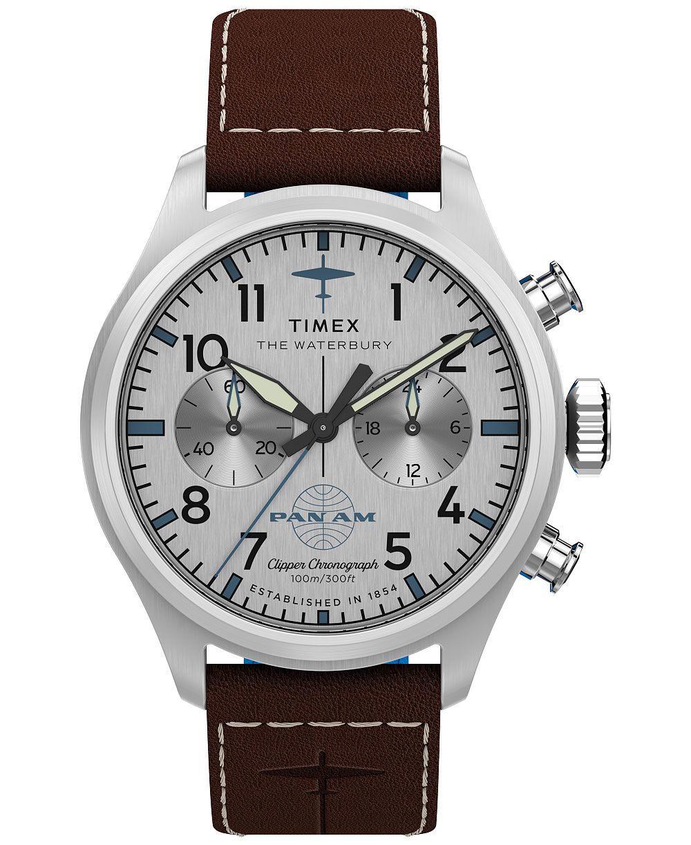 Timex Мужские часы Chronograph Brown Leather, 41mm
