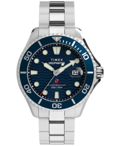 Мужские кварцевые аналоговые часы Timex Silver-Tone Stainless Steel, 44mm