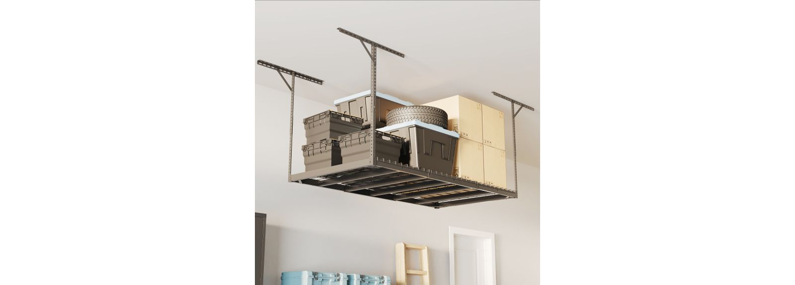 FLEXIMOUNTS Max Series 36 in. W x 72 in. D Heavy Duty Ceiling Mounted Garage Rack