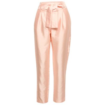 Pre-Owned Zimmermann Women's Pink Satin Tie-Up Trousers