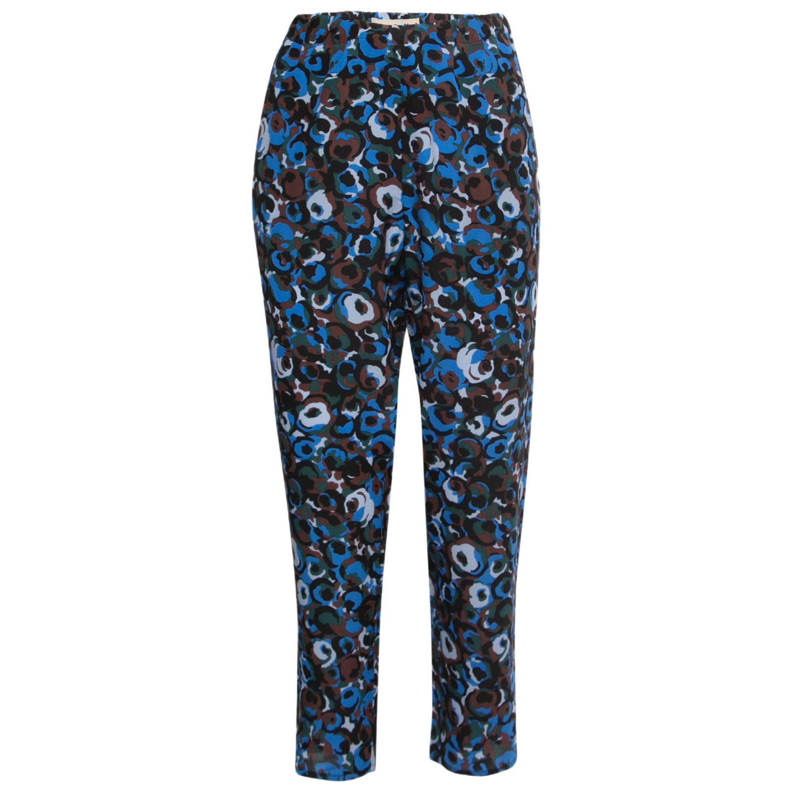 Pre-Owned Marni Women's Multicolor Abstract Print Silk Drawstring Trousers