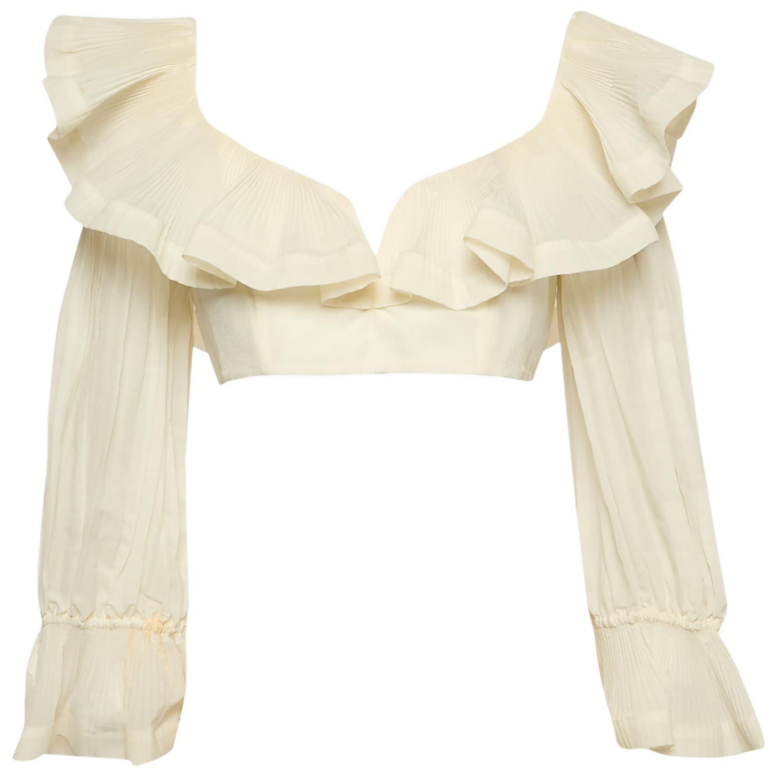 Pre-Owned Zimmermann Women's Crepe Ruffled The Lovestruck Crop Top