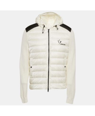 Мужская пуховая куртка Moncler из хлопка и стеганого нейлона с белым логотипом (б/у)